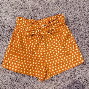 A•New•Day Burnt Orange Shorts with Cream Square Pattern
